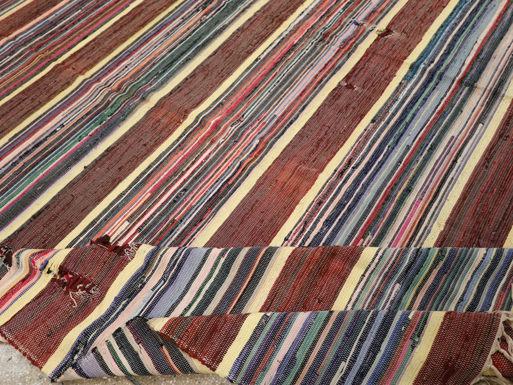 Vintage Distressed American Rag Rug, No.21479 - Galerie Shabab