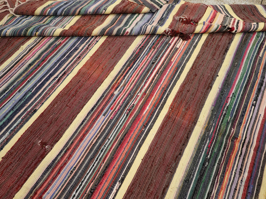 Vintage Distressed American Rag Rug, No.21479 - Galerie Shabab