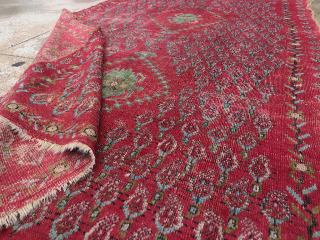 Antique Ghiordes Distressed Rug, No.21510 - Galerie Shabab