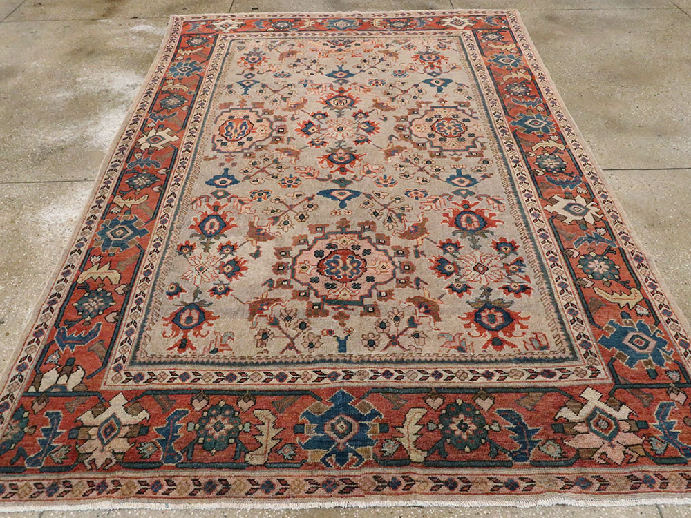 Antique Persian Mahal Accent Carpet, No.21567 - Galerie Shabab