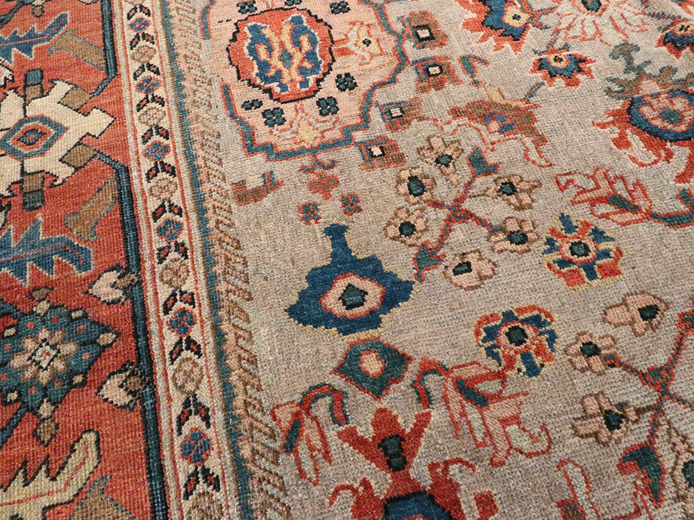 Antique Persian Mahal Accent Carpet, No.21567 - Galerie Shabab