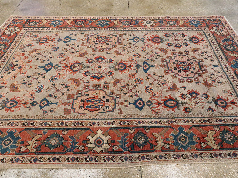 Antique Persian Mahal Accent Carpet, No.21567 - Galerie Shabab