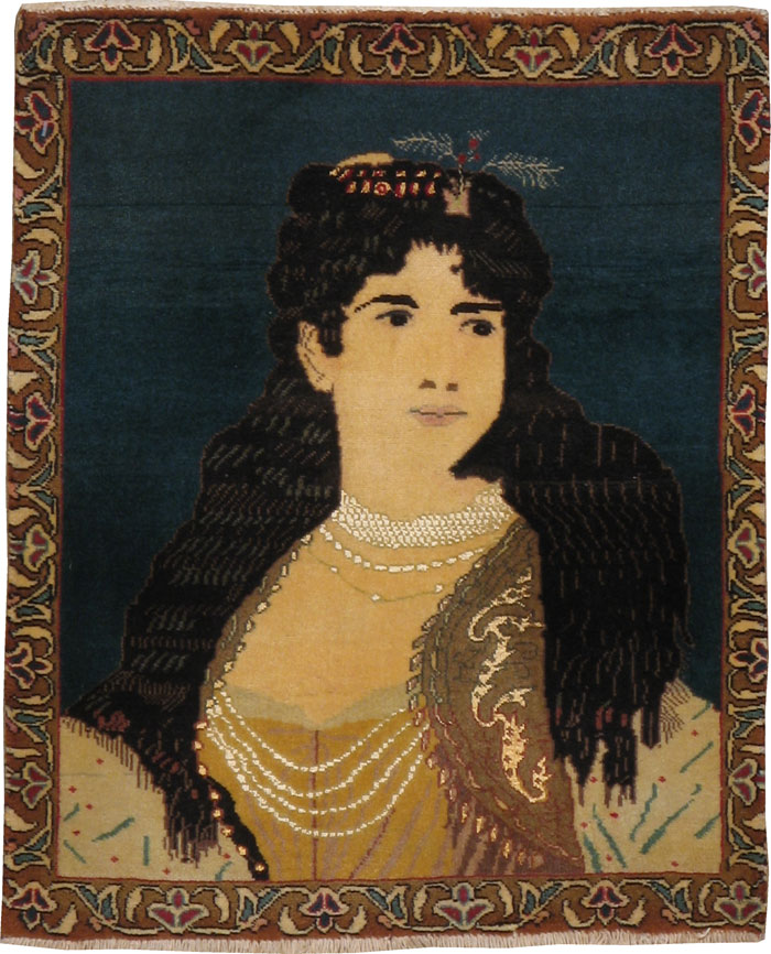 Vintage Persian Tabriz Pictorial Rug, No.21598 - Galerie Shabab