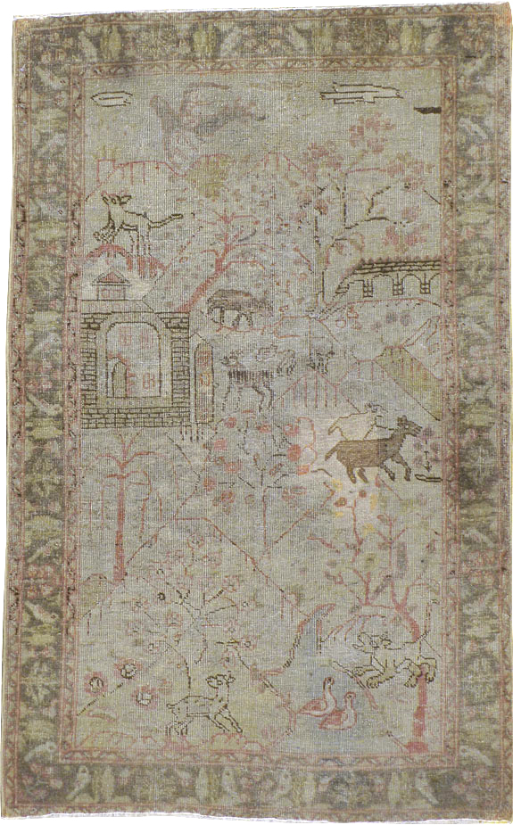 Antique Persian Tabriz Pictorial Rug, No.21599 - Galerie Shabab