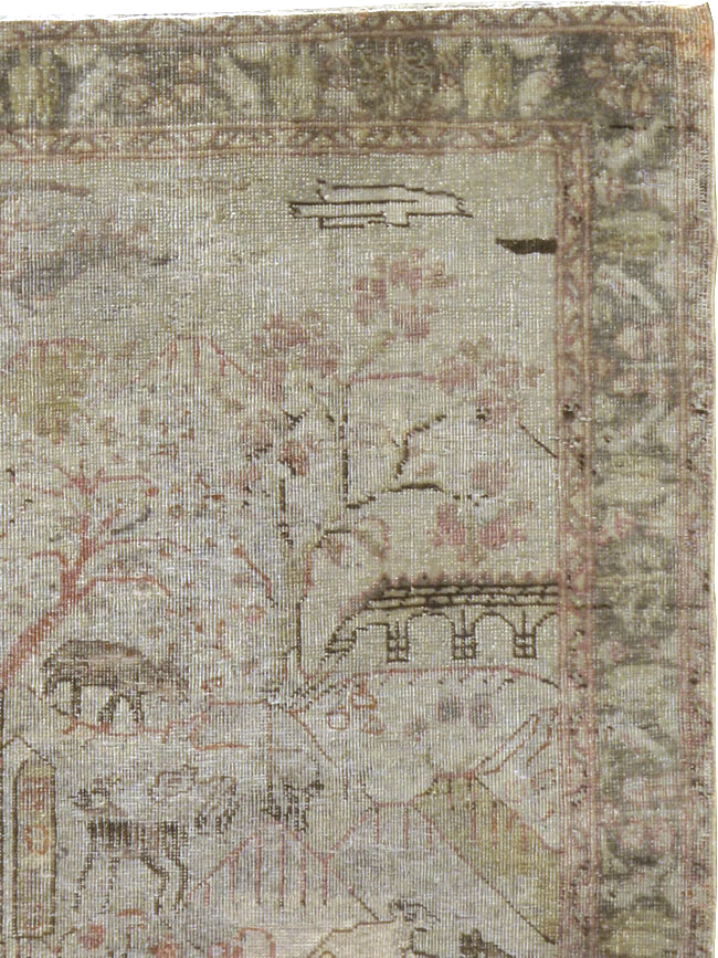 Antique Persian Tabriz Pictorial Rug, No.21599 - Galerie Shabab
