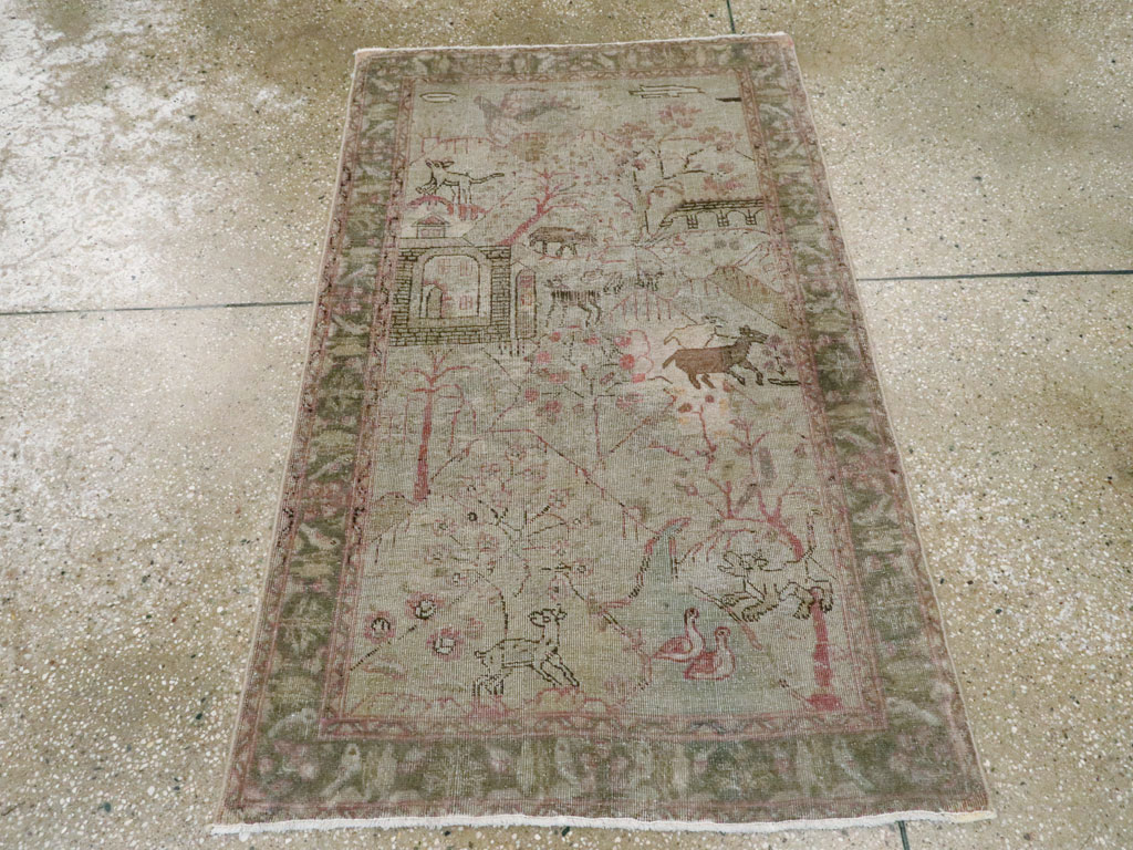 Antique Persian Tabriz Pictorial Rug, No.21599 - Galerie Shabab