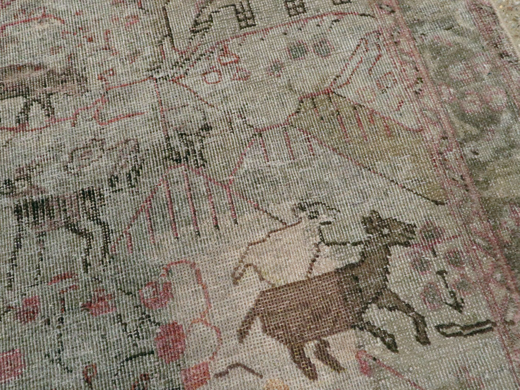 Antique Persian Tabriz Pictorial Rug, No.21599 - Galerie Shabab