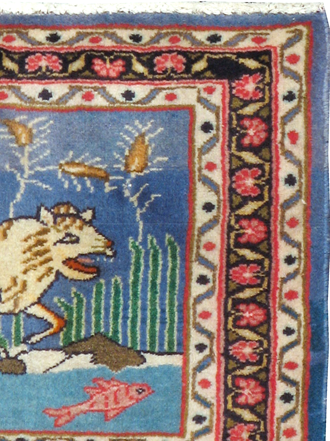 Vintage Persian Mashad Pictorial Rug, No.21642 - Galerie Shabab