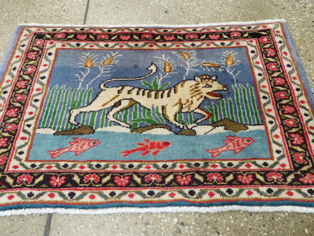 Vintage Persian Mashad Pictorial Rug, No.21642 - Galerie Shabab