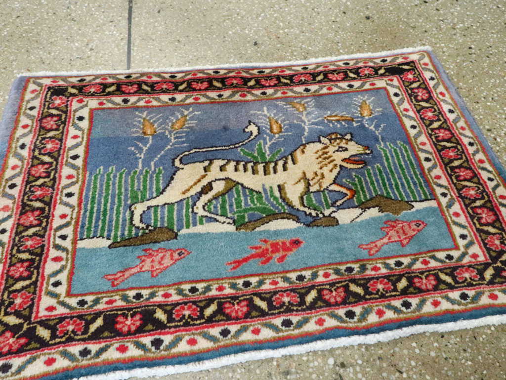 Vintage Persian Mashad Pictorial Rug, No.21642 - Galerie Shabab