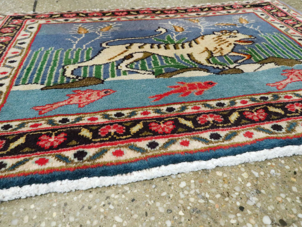 Vintage Persian Mashad Pictorial Rug, No.21642 - Galerie Shabab