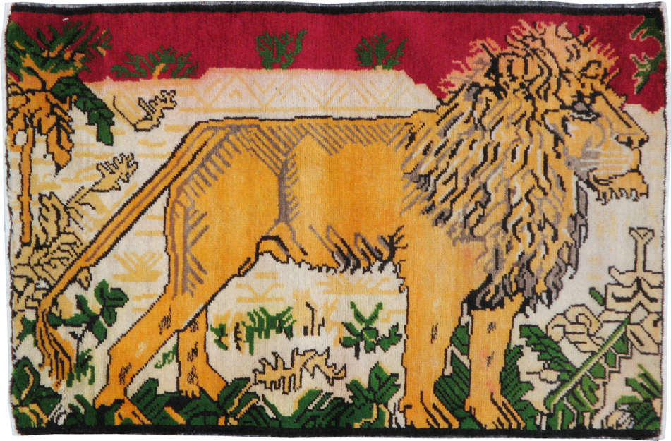 Vintage Persian Kurdish Pictorial Rug, No.21667 - Galerie Shabab