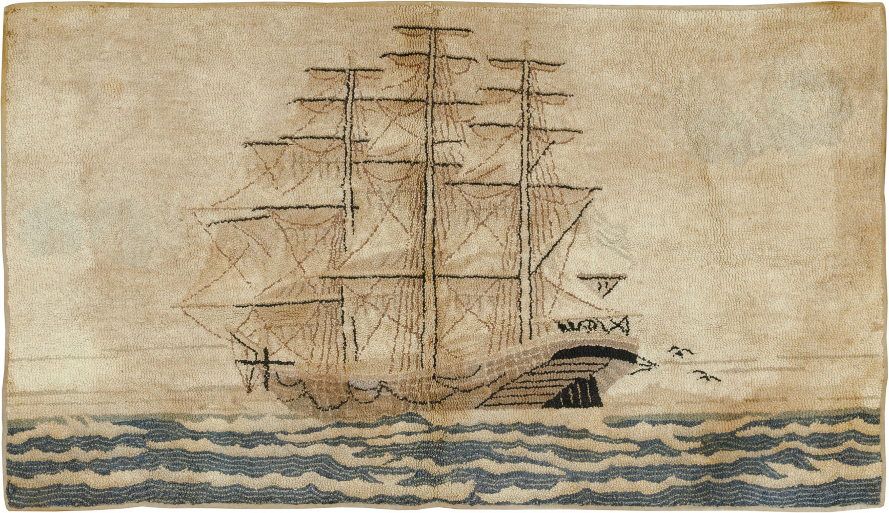 Vintage American Hooked Pictorial Accent Rug, No.21698 - Galerie Shabab