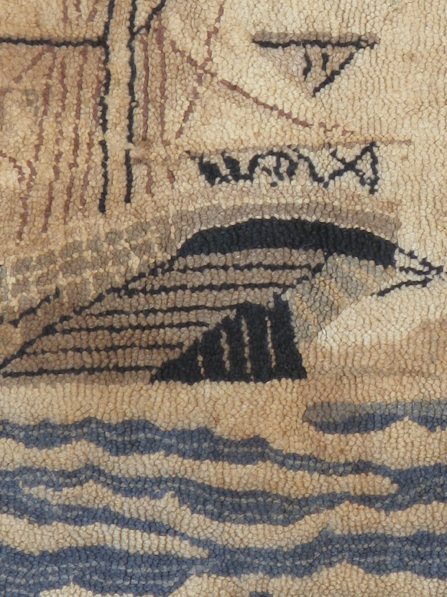 Vintage American Hooked Pictorial Accent Rug, No.21698 - Galerie Shabab