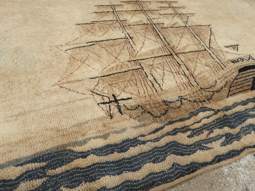 Vintage American Hooked Pictorial Accent Rug, No.21698 - Galerie Shabab