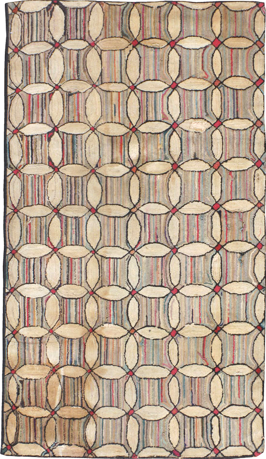 Vintage American Hooked Throw Rug, No.21703 - Galerie Shabab