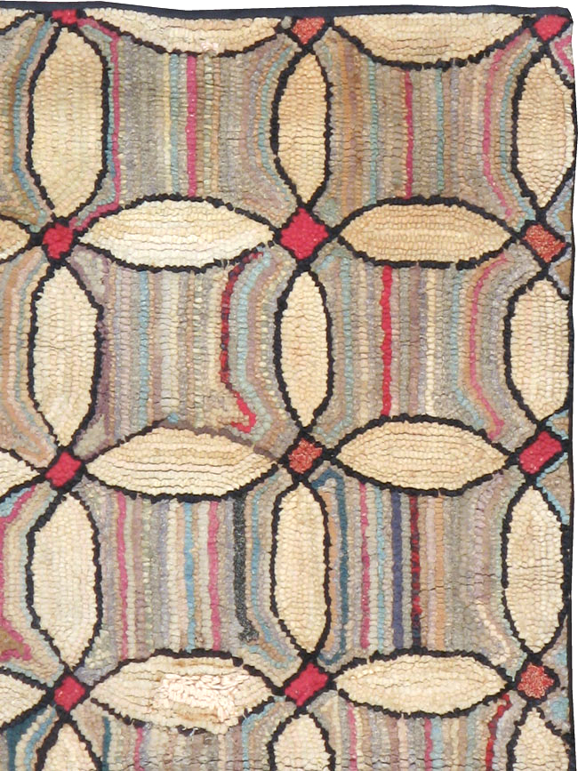Vintage American Hooked Throw Rug, No.21703 - Galerie Shabab