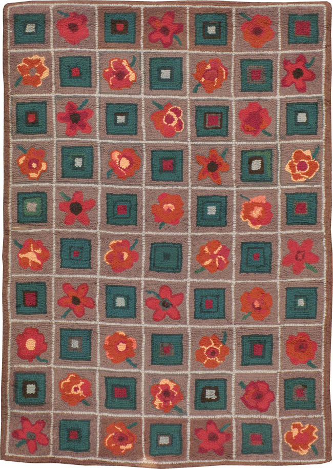 Vintage America Hook Rug, No.21707 - Galerie Shabab