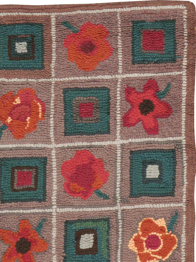 Vintage America Hook Rug, No.21707 - Galerie Shabab