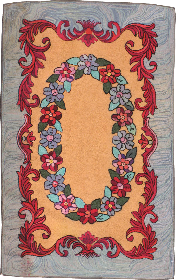 Vintage American Hooked Throw Rug, No.21708 - Galerie Shabab