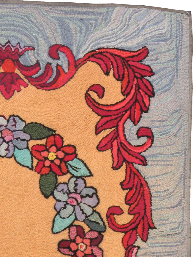 Vintage American Hooked Throw Rug, No.21708 - Galerie Shabab