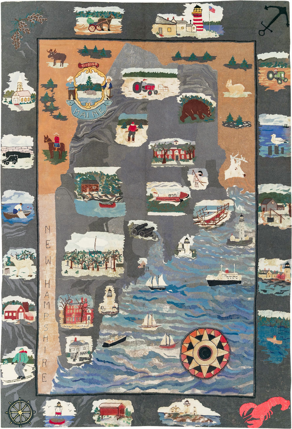 Vintage American Hook Pictorial Carpet, No.21727 - Galerie Shabab