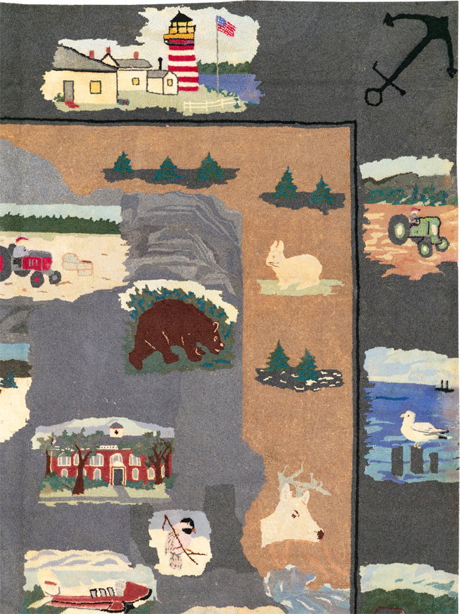 Vintage American Hook Pictorial Carpet, No.21727 - Galerie Shabab