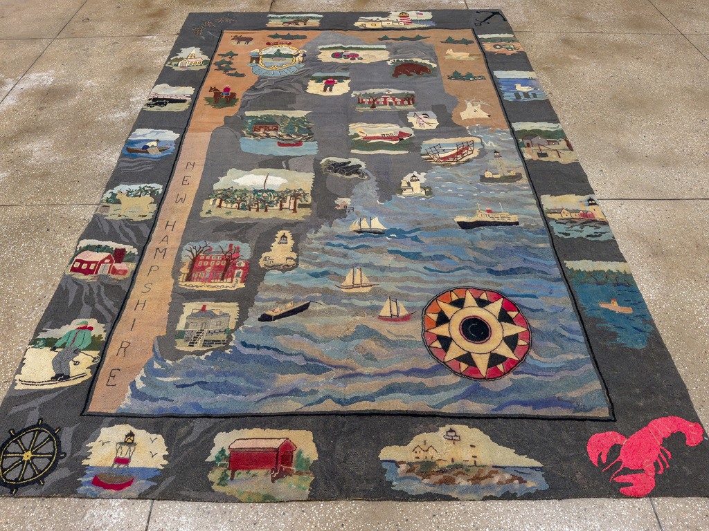Vintage American Hook Pictorial Carpet, No.21727 - Galerie Shabab