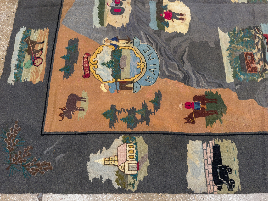 Vintage American Hook Pictorial Carpet, No.21727 - Galerie Shabab