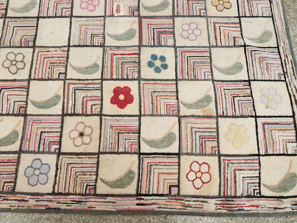 Antiqiue American Hook Rug, No.21751 - Galerie Shabab