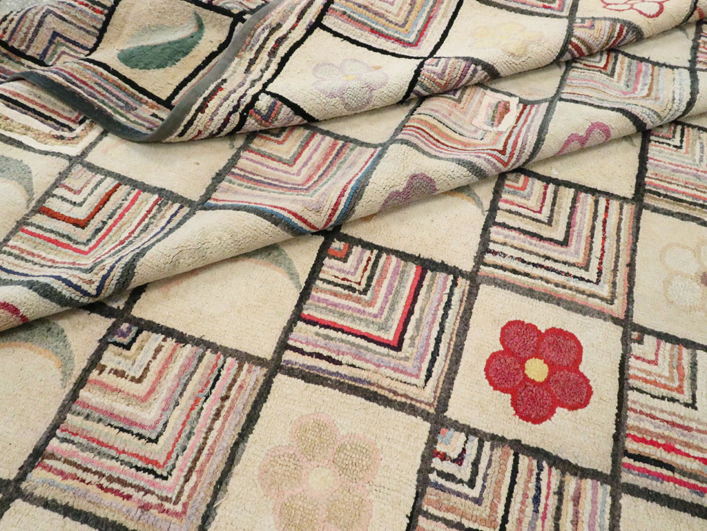 Antiqiue American Hook Rug, No.21751 - Galerie Shabab