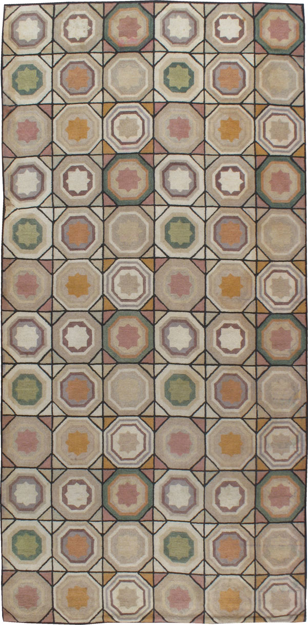 Vintage Hook Gallery Rug, No.21755 - Galerie Shabab