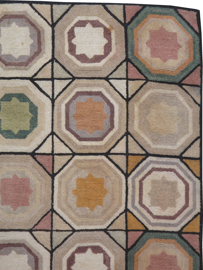 Vintage Hook Gallery Rug, No.21755 - Galerie Shabab