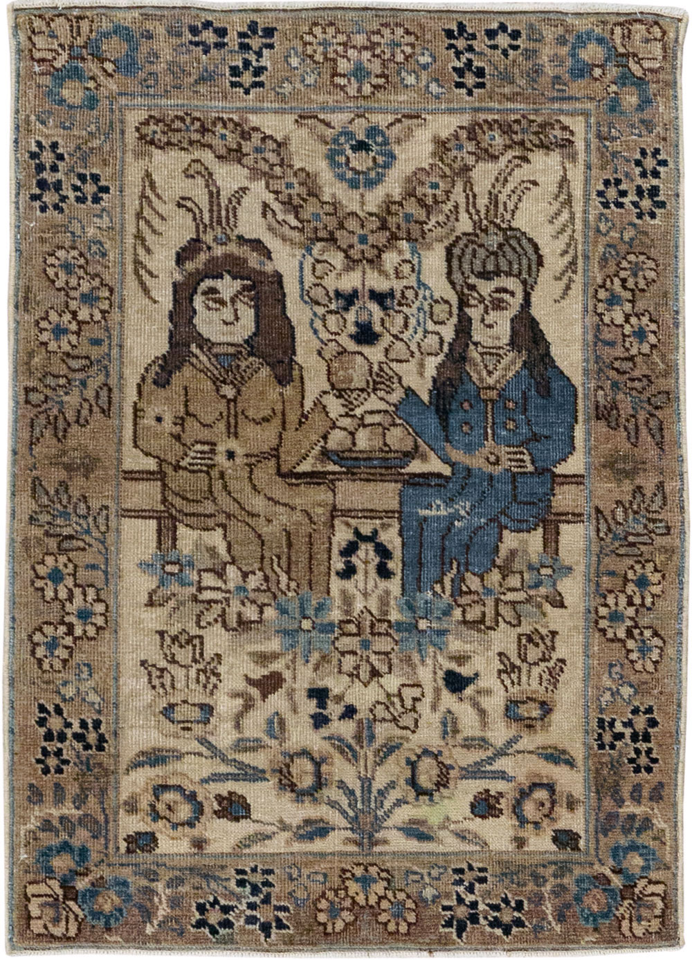 Antique Persian Tabriz Pictorial Rug (Pair: 2 of 2), No.21770 - Galerie Shabab