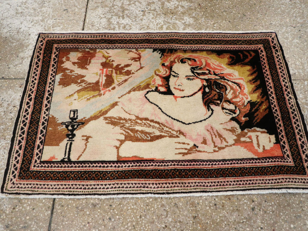 Vintage Persian Baluch Pictorial Throw Rug (Pair: 1 of 2), No.21818 - Galerie Shabab