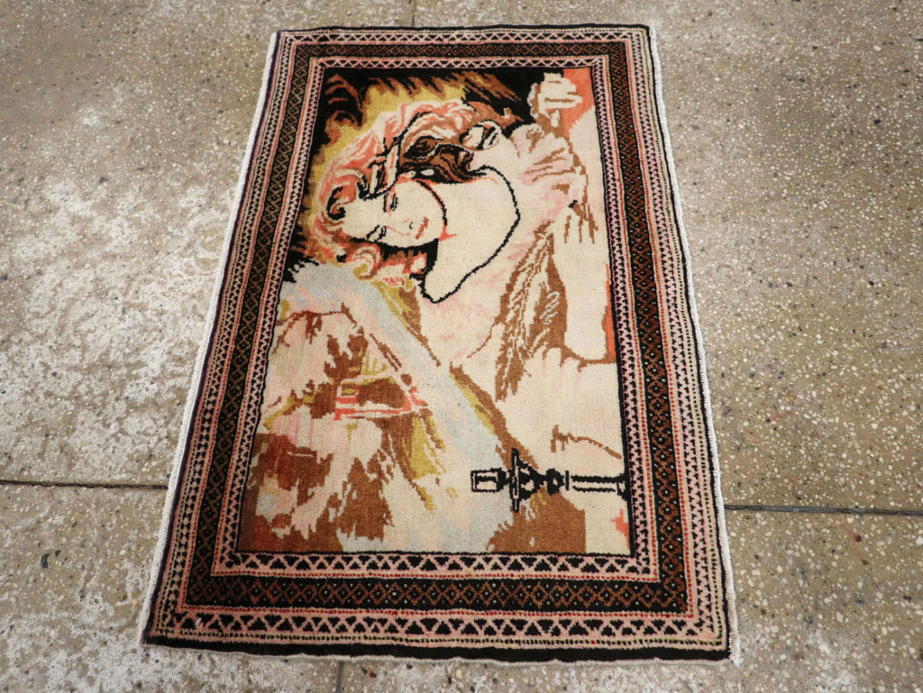 Vintage Persian Baluch Pictorial Throw Rug (Pair: 1 of 2), No.21818 - Galerie Shabab