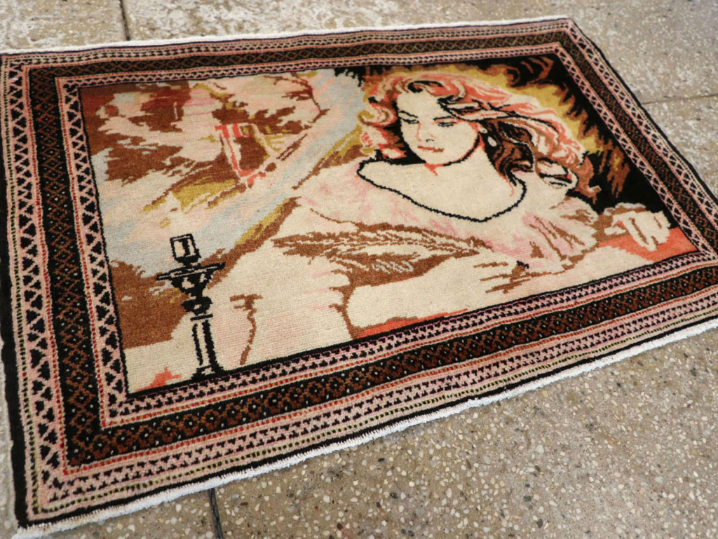 Vintage Persian Baluch Pictorial Throw Rug (Pair: 1 of 2), No.21818 - Galerie Shabab