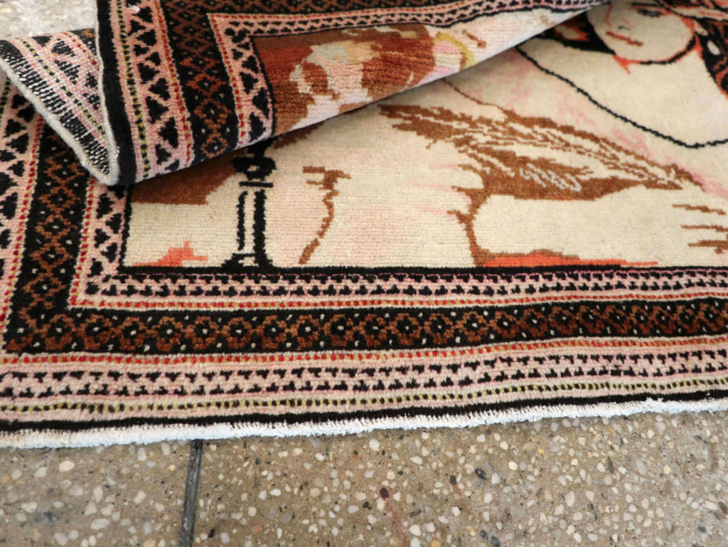 Vintage Persian Baluch Pictorial Throw Rug (Pair: 1 of 2), No.21818 - Galerie Shabab