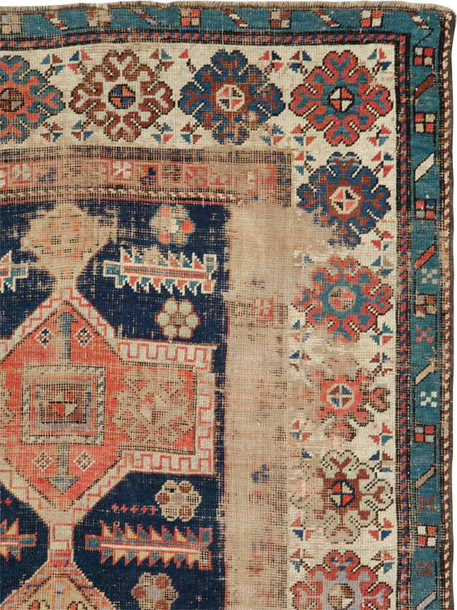 Antique Caucasian Kazak Distressed Rug, No.21824 - Galerie Shabab