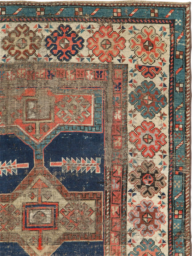 Antique Caucasian Kazak Distressed Rug, No.21824 - Galerie Shabab