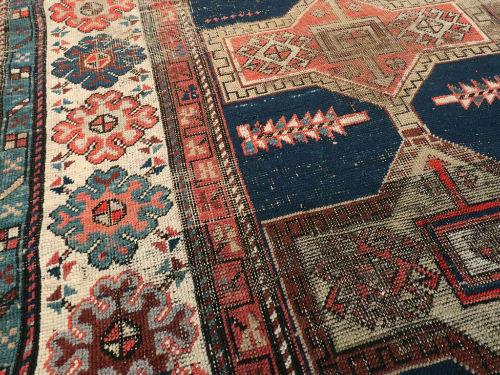 Antique Caucasian Kazak Distressed Rug, No.21824 - Galerie Shabab