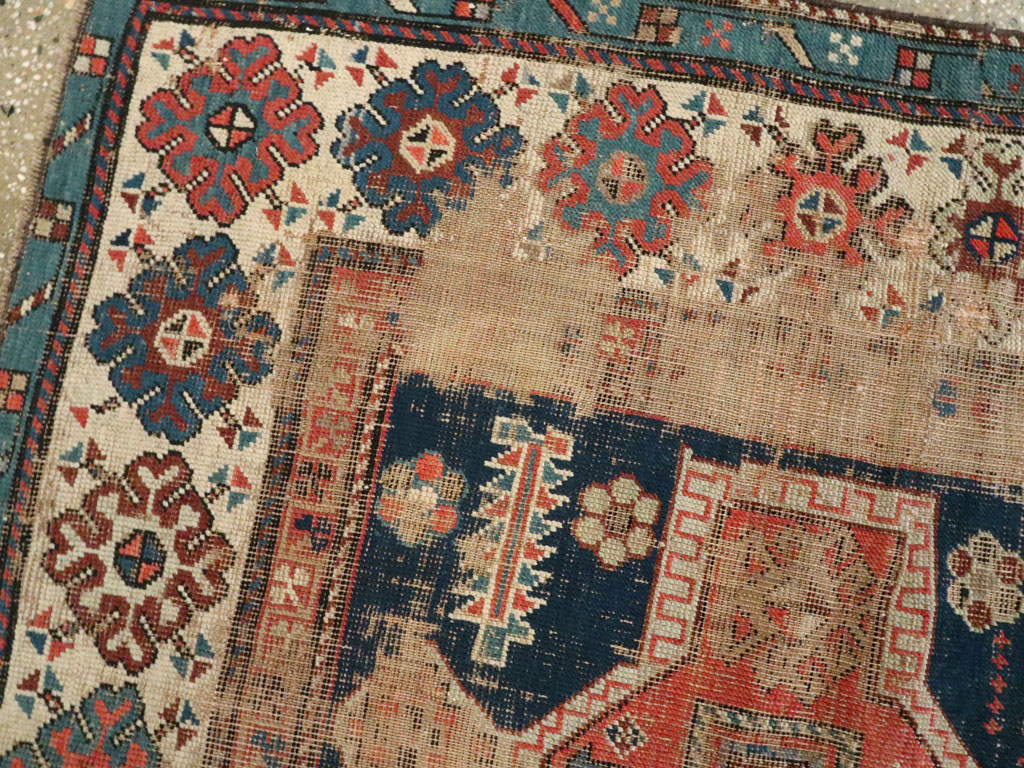 Antique Caucasian Kazak Distressed Rug, No.21824 - Galerie Shabab
