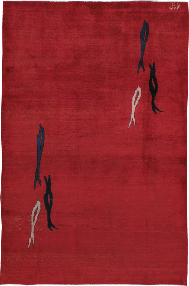 Vintage Mashad Modernist Rug, No.21831 - Galerie Shabab