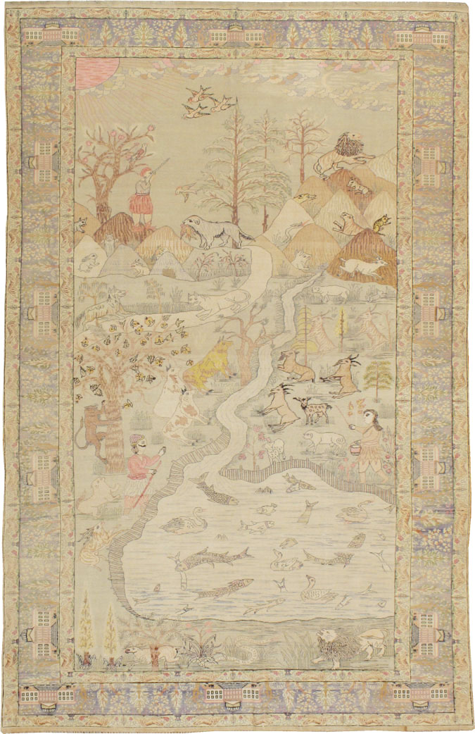 Antique Turkish Kayseri Pictorial Rug, No.21897 - Galerie Shabab