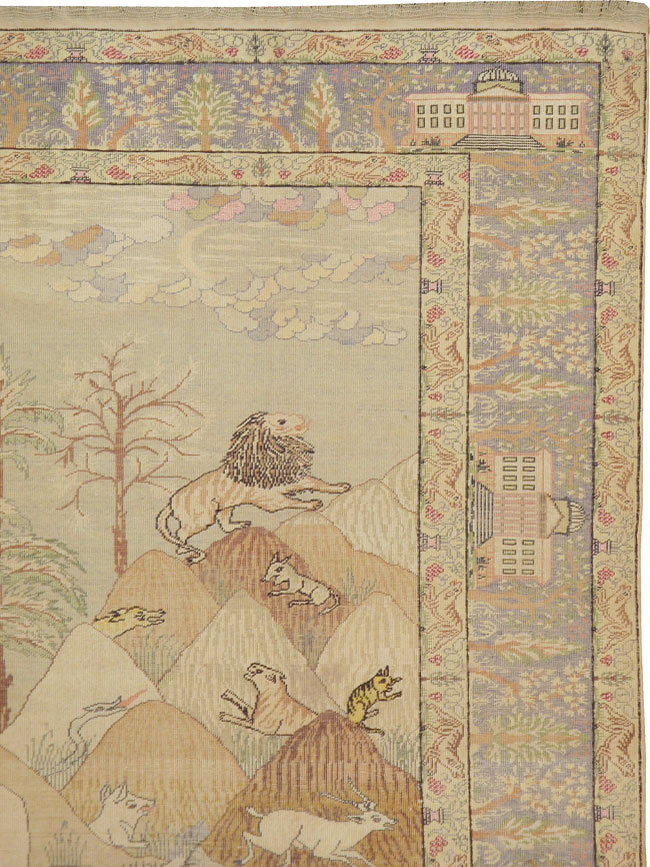 Antique Turkish Kayseri Pictorial Rug, No.21897 - Galerie Shabab