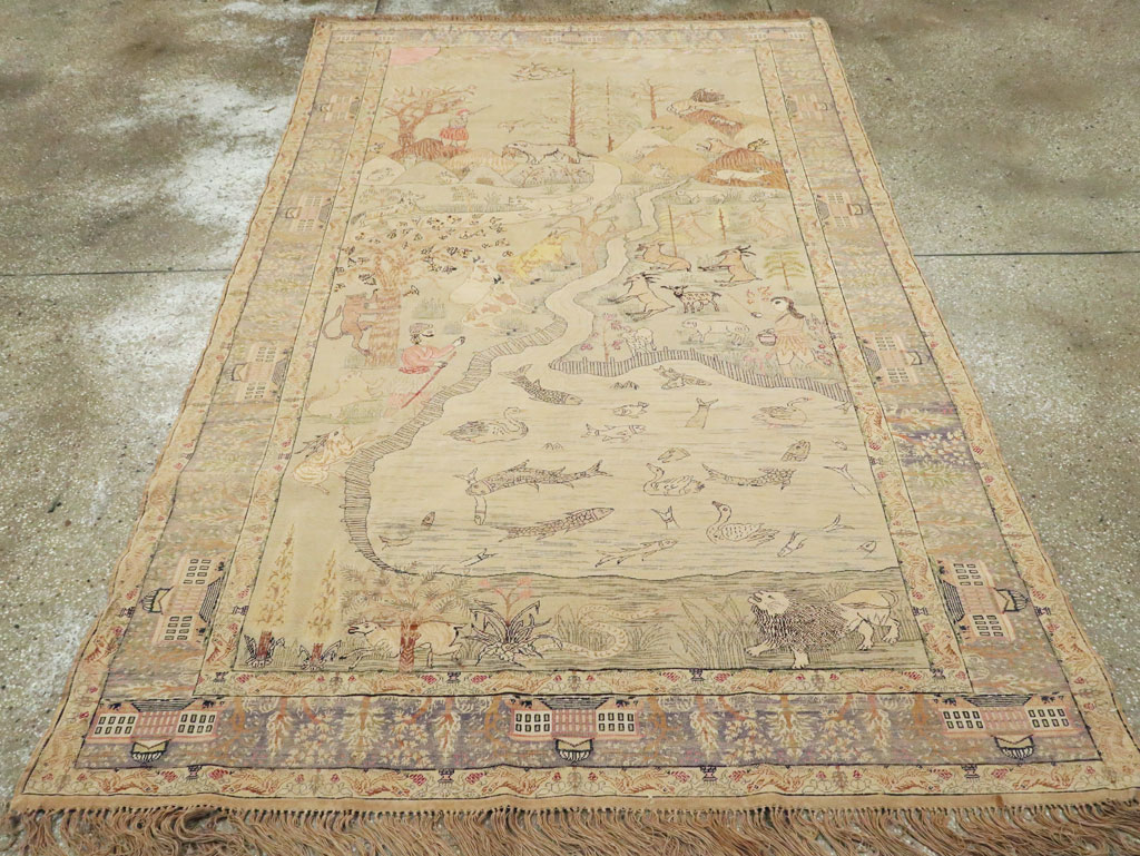 Antique Turkish Kayseri Pictorial Rug, No.21897 - Galerie Shabab