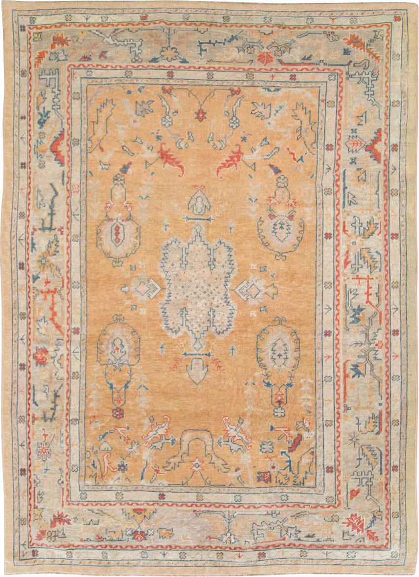 Antique Turkish Oushak Room Size Carpet, No.21915 - Galerie Shabab