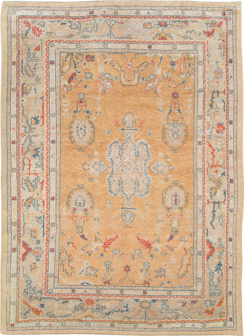 Antique Turkish Oushak Room Size Carpet, No.21915 - Galerie Shabab