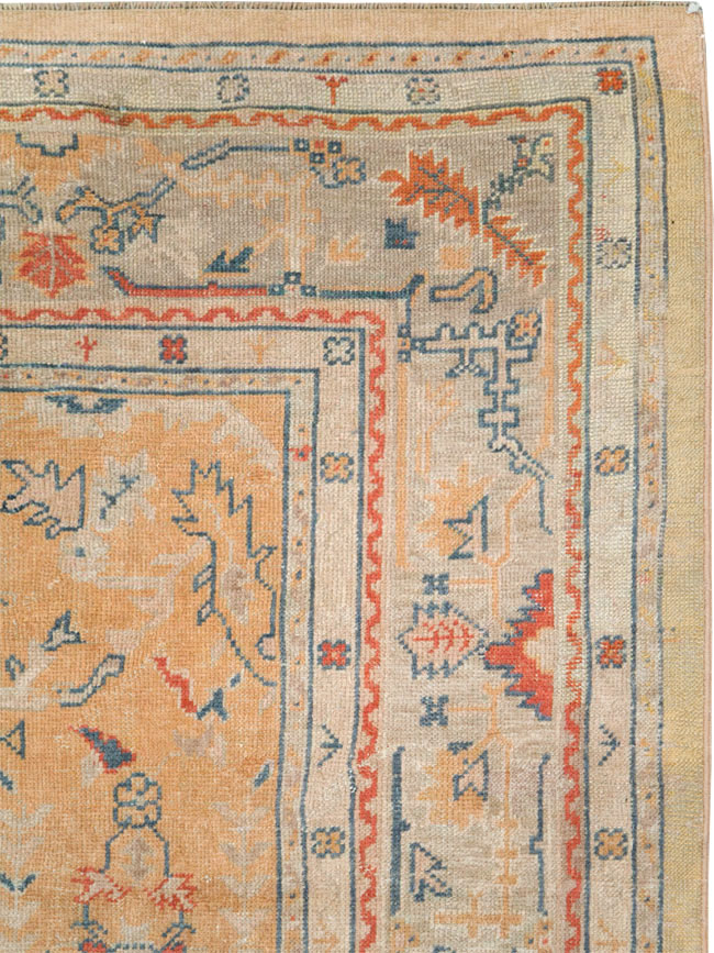 Antique Turkish Oushak Room Size Carpet, No.21915 - Galerie Shabab