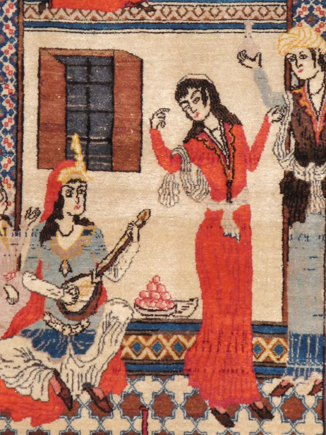 Vintage Persian Kashan Pictorial Rug, No.22075 - Galerie Shabab